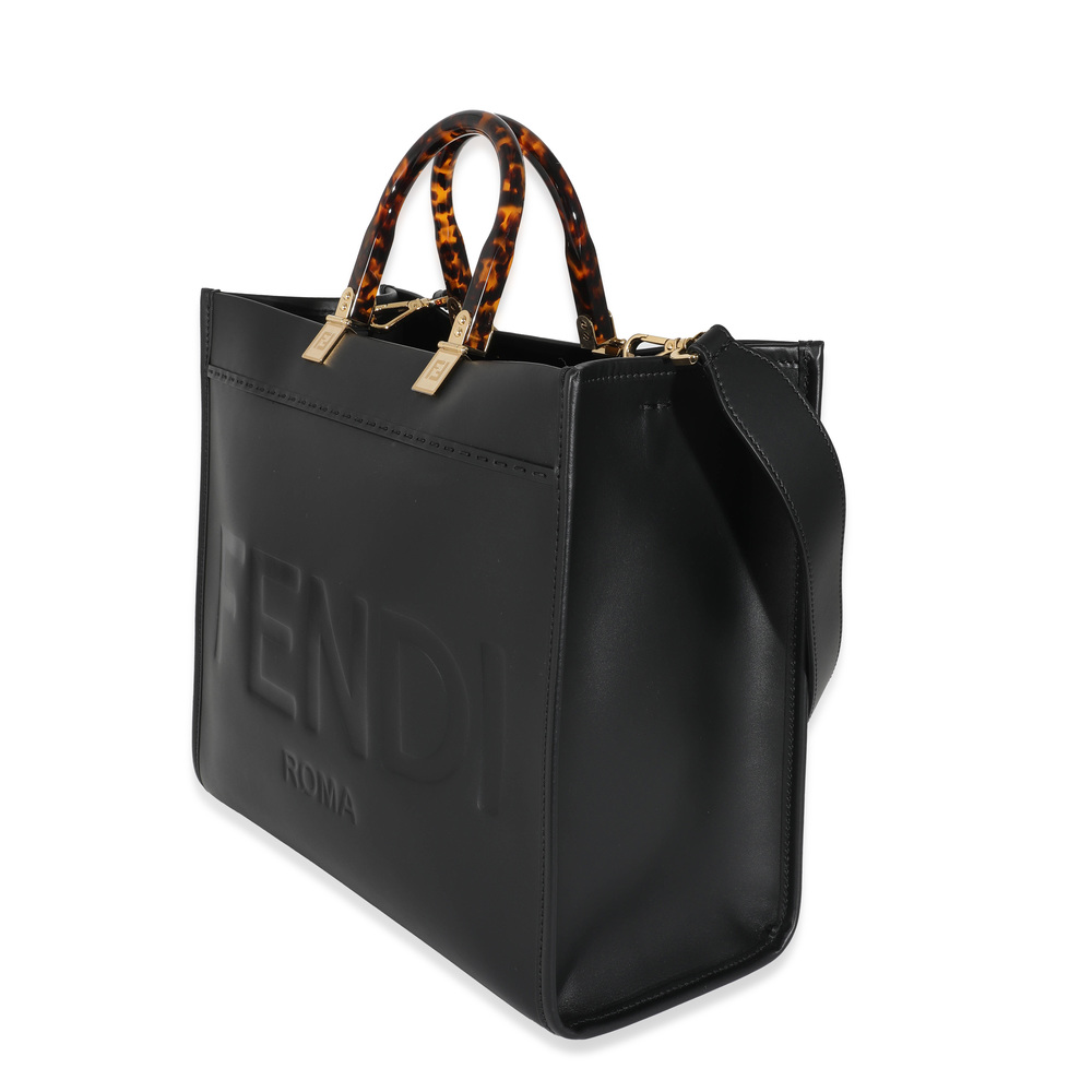 Fendi Black Leather Medium Sunshine Tote - Picture 3 of 6